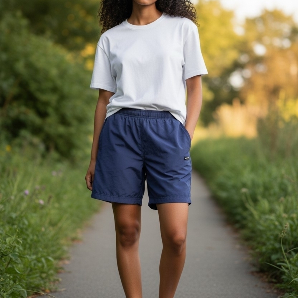 Columbia Navy Elastic-Waist Athletic Shorts
